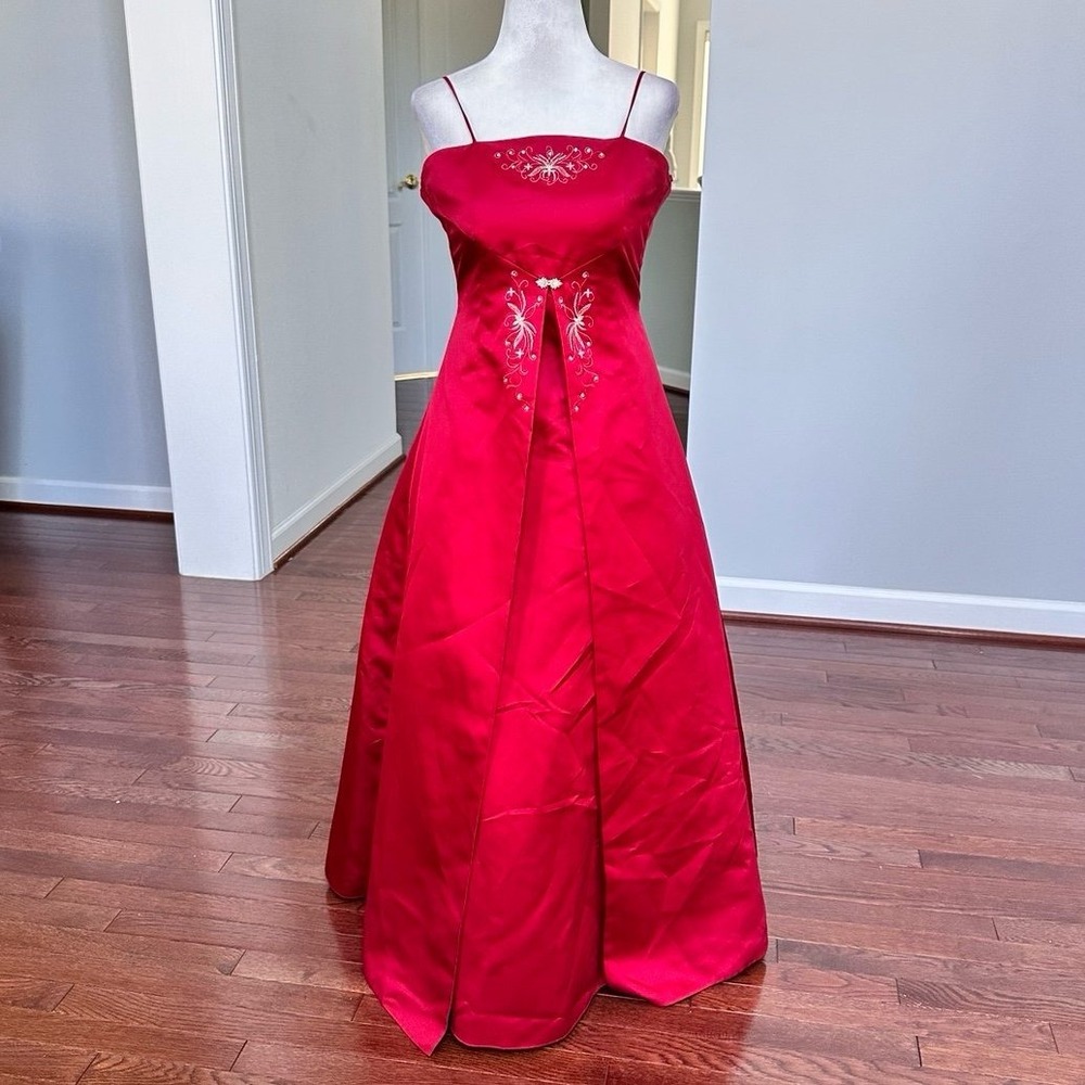 Michelangelo Red Embroidered Princess Bridgerton Y2K Gown Dress Size XS / XXS
